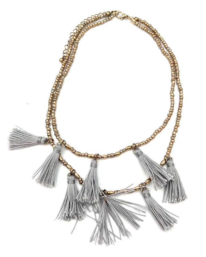 Layered Gold Tassel Necklace
