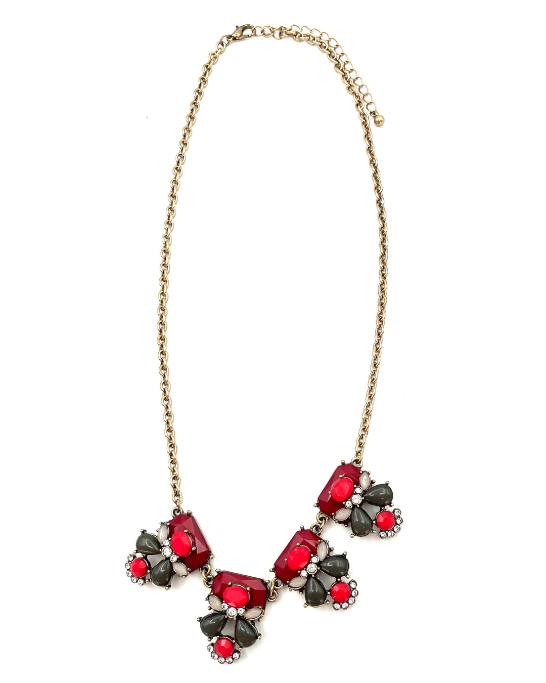 Red Medallion Statement Necklace