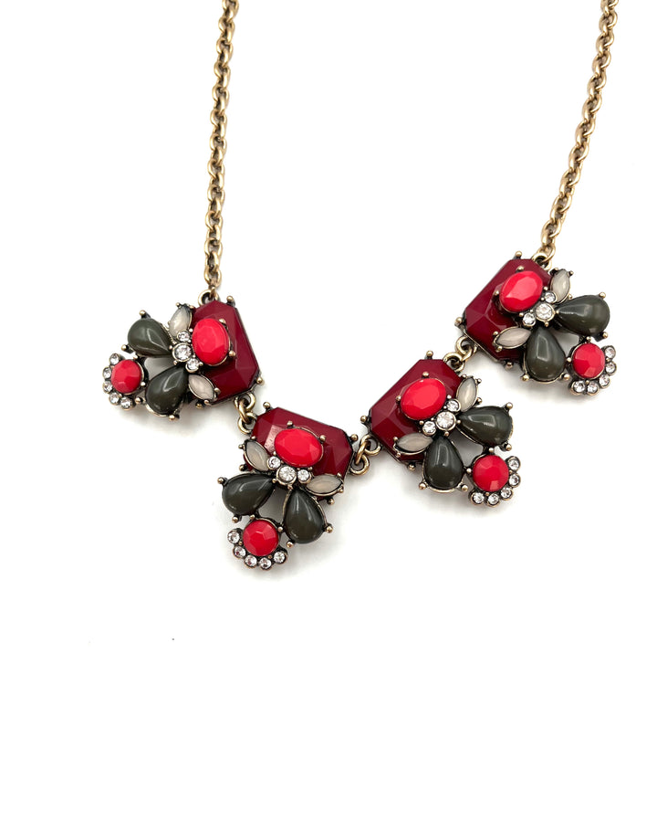 Red Medallion Statement Necklace