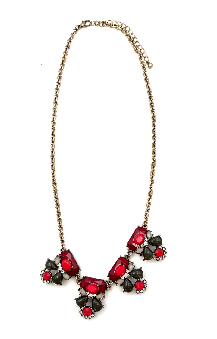 Red Medallion Statement Necklace