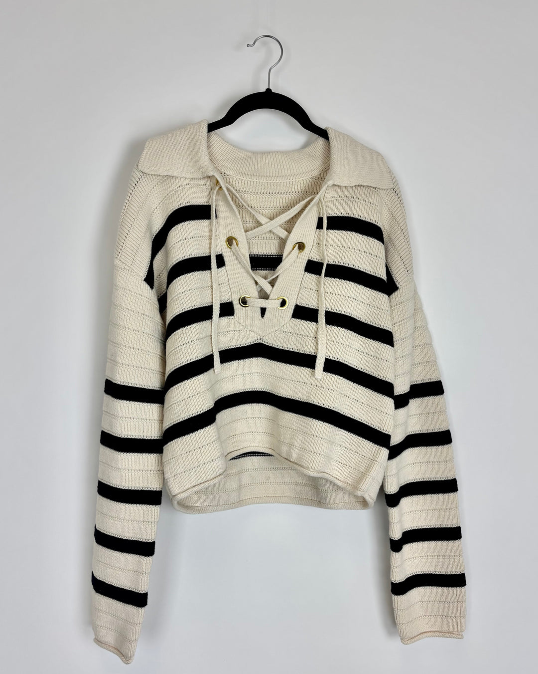 Striped Cream Cropped Sweater - Size 2/4