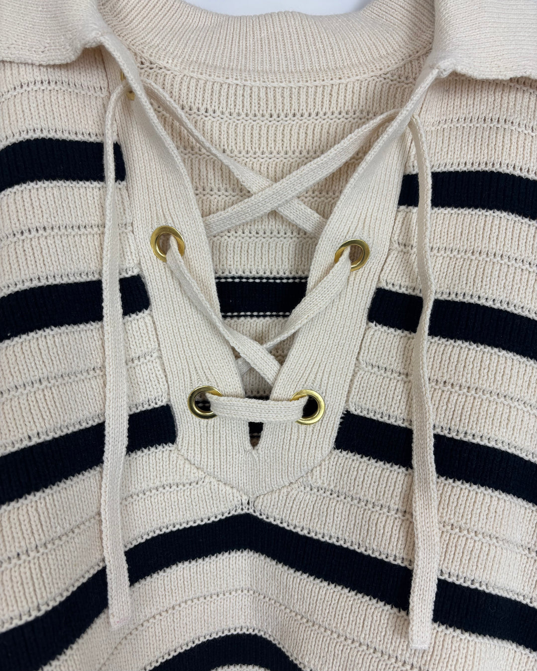 Striped Cream Cropped Sweater - Size 2/4