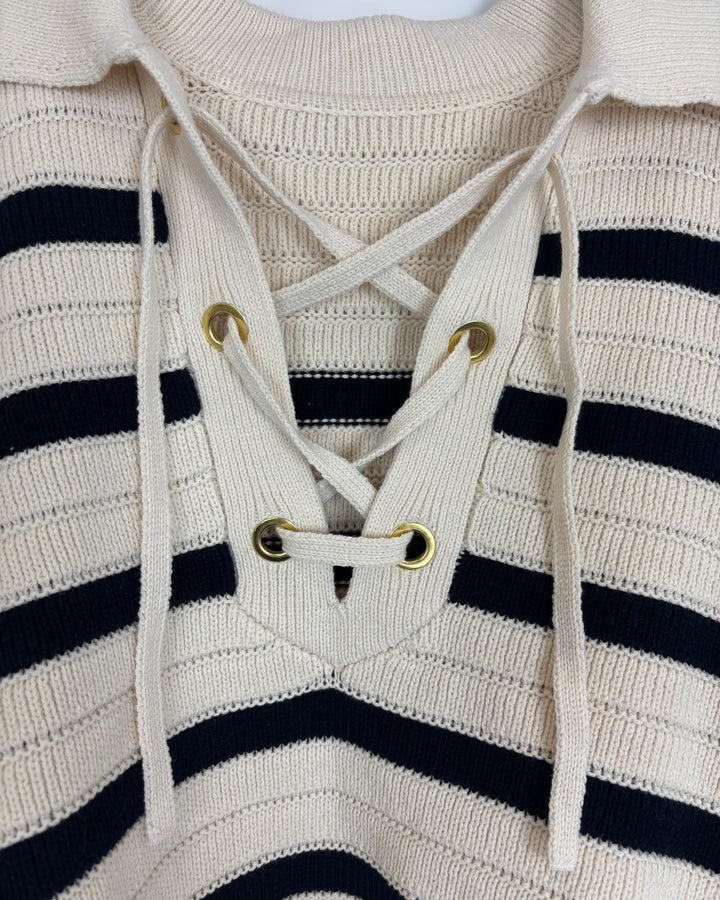 Striped Cream Cropped Sweater - Size 2/4