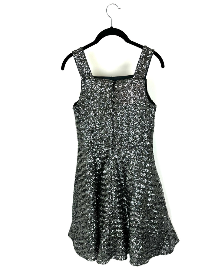Grey Sequin Flounce Dress - Size 4