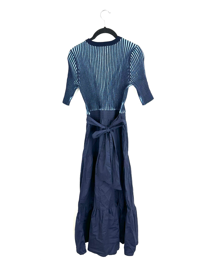 Blue Long Ribbed Bodice Dress - Size 2/4
