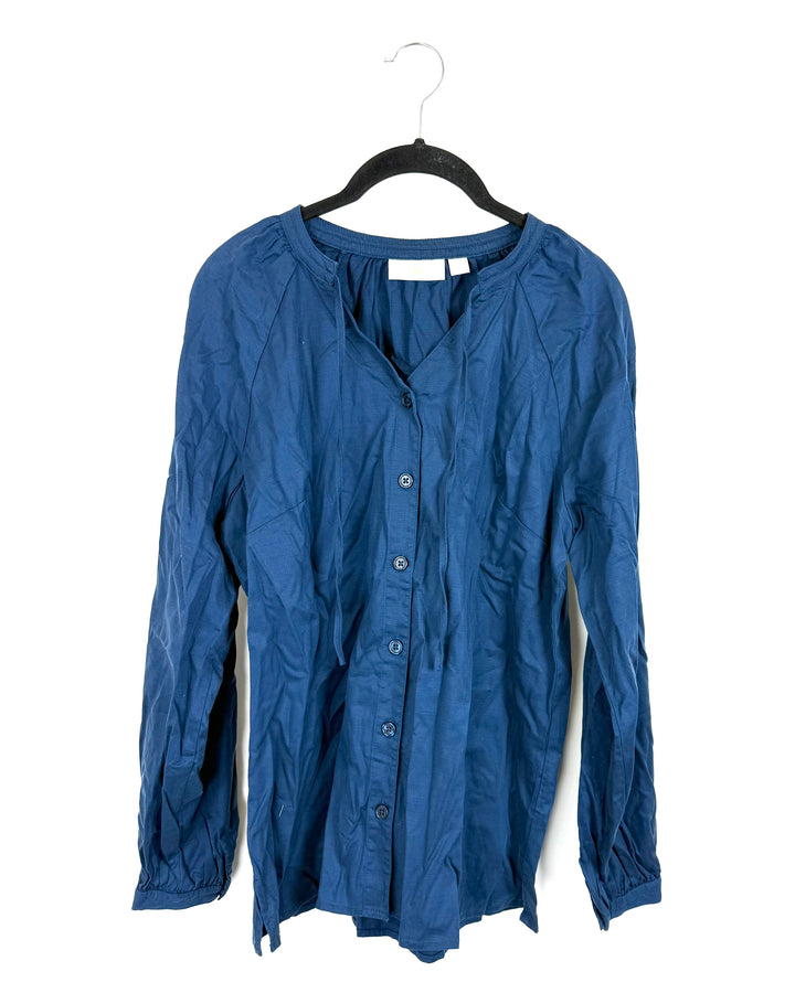 Dark Blue Button Down Top - Size 6/8