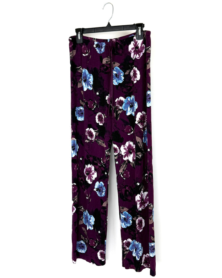 Dark Purple Floral Print Pajama Pants - Size 4/6