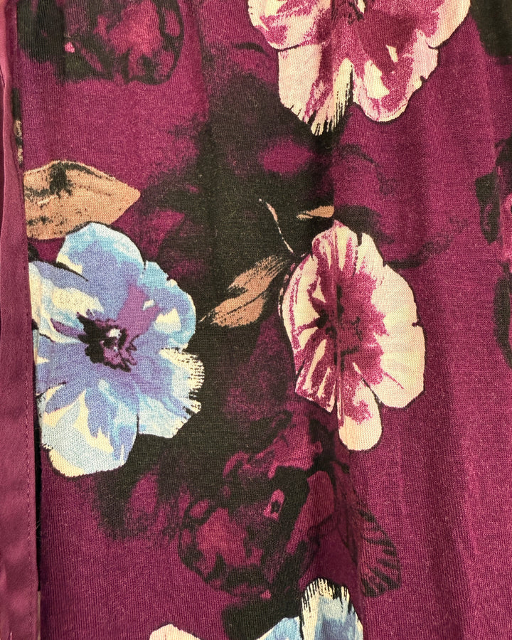 Dark Purple Floral Print Pajama Pants - Size 4/6