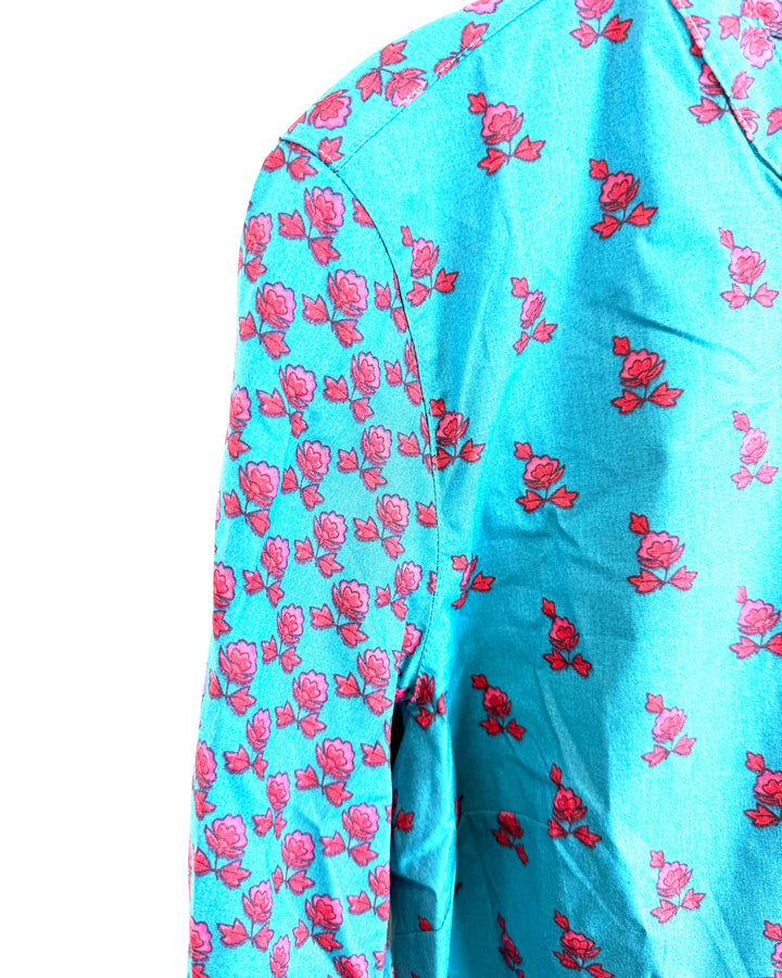 Teal and Red Paisley Button Down Blouse - Size 6/8