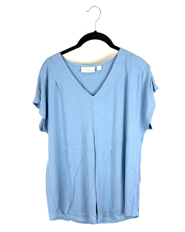 Periwinkle Blue V-neck Short Sleeve Top - Size 6/8