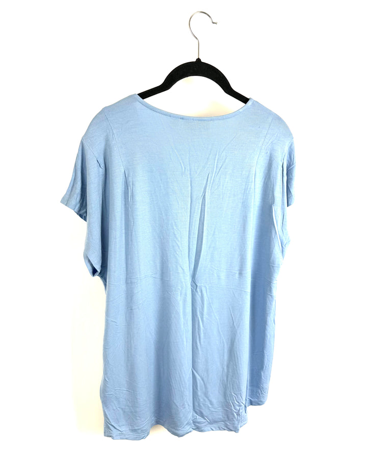 Periwinkle Blue V-neck Short Sleeve Top - Size 6/8