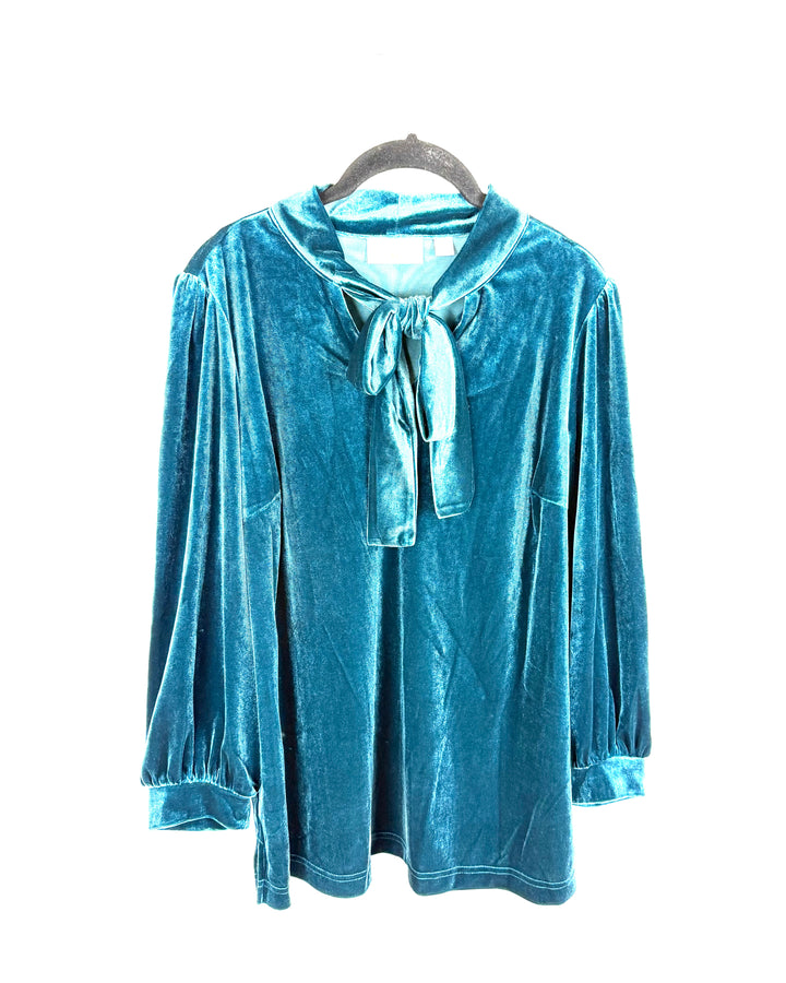 Dark Cyan Velour Top - Size 6/8