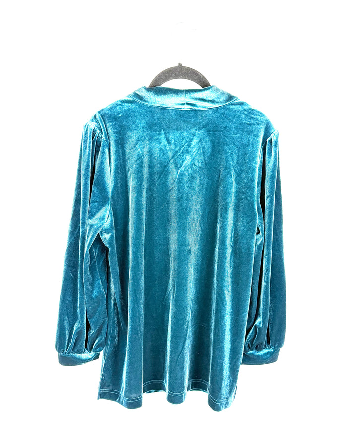 Dark Cyan Velour Top - Size 6/8