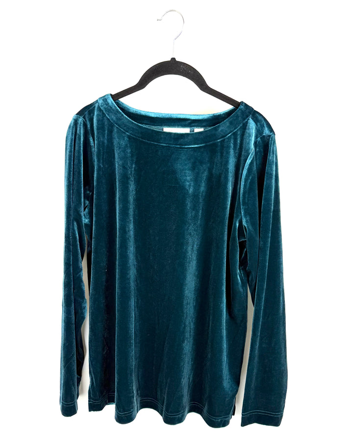 Dark Cyan Rounded Neck Top - Size 6/8