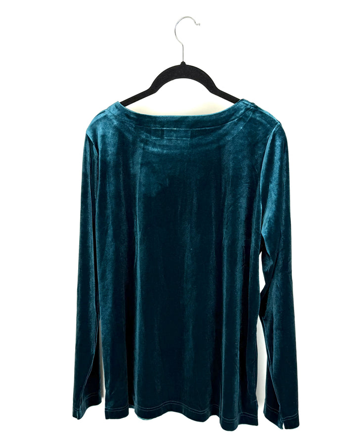 Dark Cyan Rounded Neck Top - Size 6/8