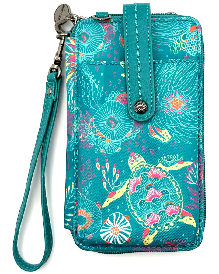 Teal Ocean Motif Wallet/Wristlet/Crossbody Bag