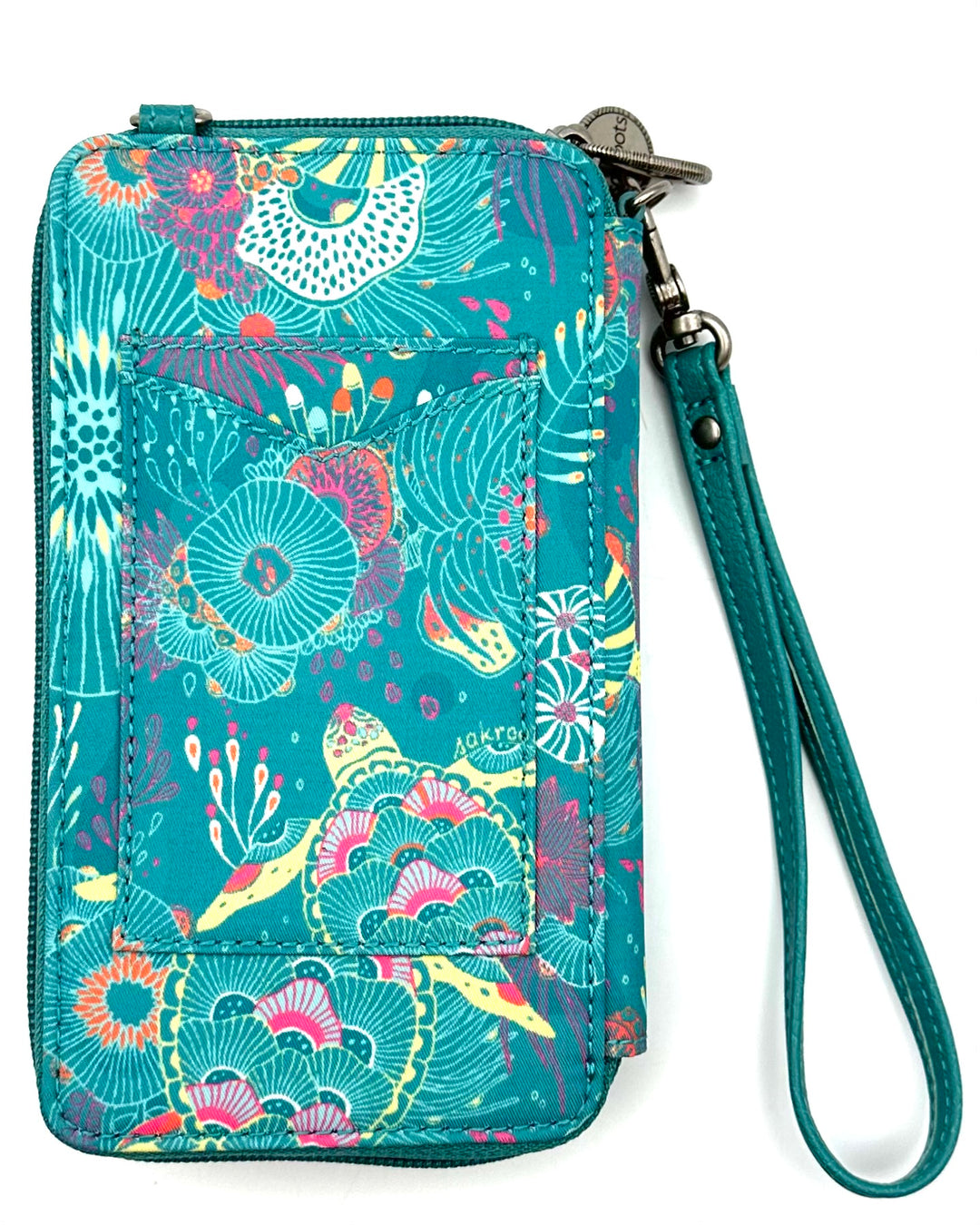 Teal Ocean Motif Wallet/Wristlet/Crossbody Bag