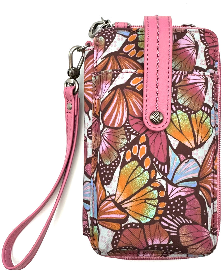 Pink Butterfly Motif Wallet/Wristlet/Crossbody Bag