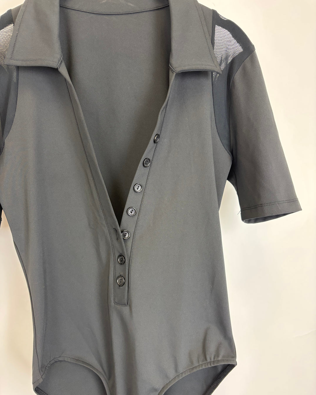 Black Button Up Collared Bodysuit - Size Small