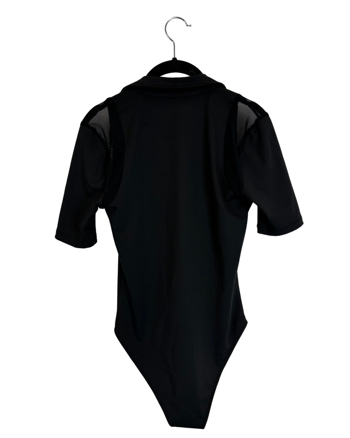 Black Button Up Collared Bodysuit - Size Small
