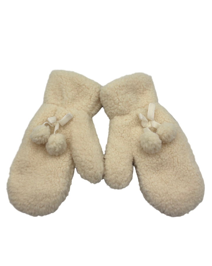 Ivory Pom Pom Mittens - One Size