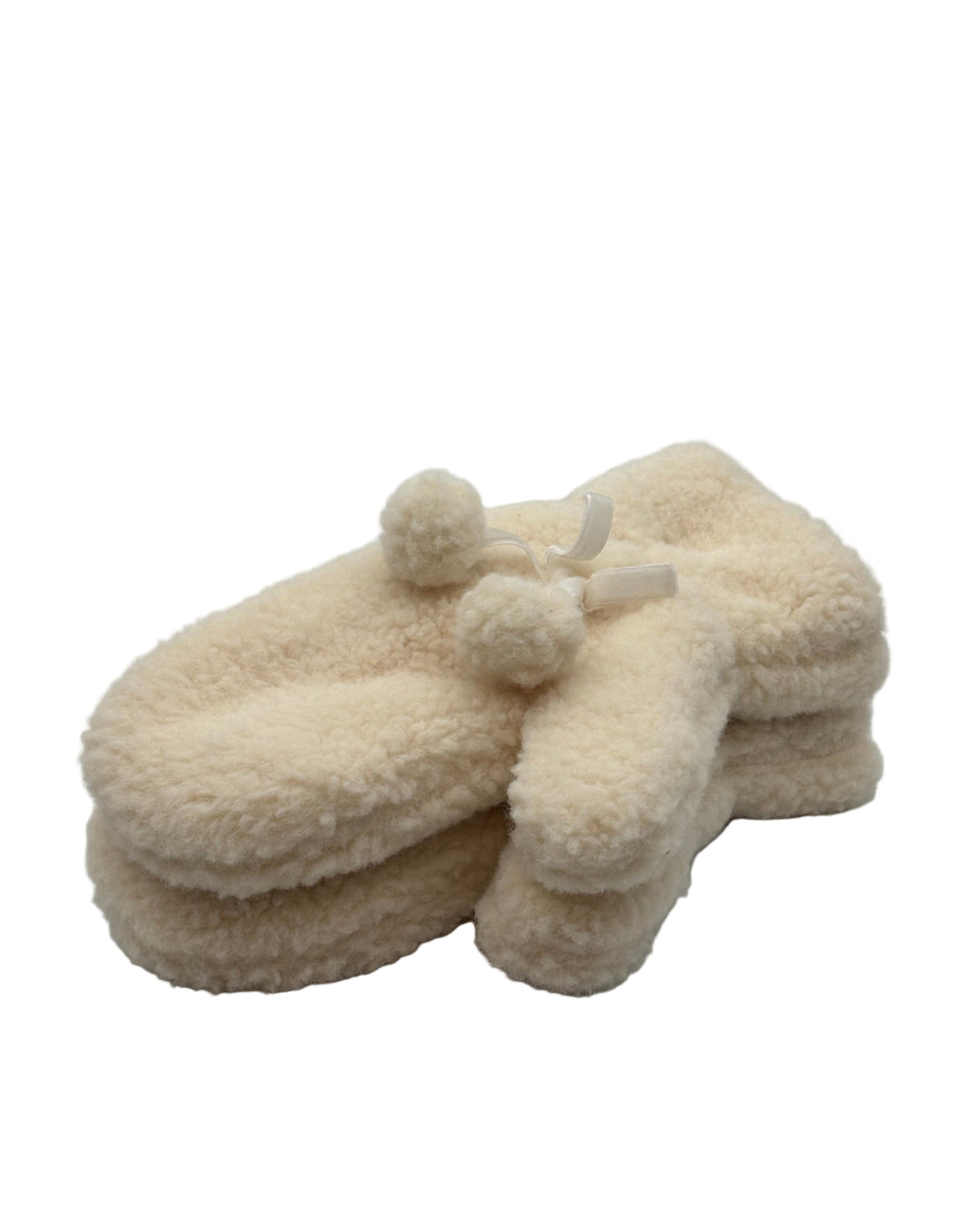 Ivory Pom Pom Mittens - One Size