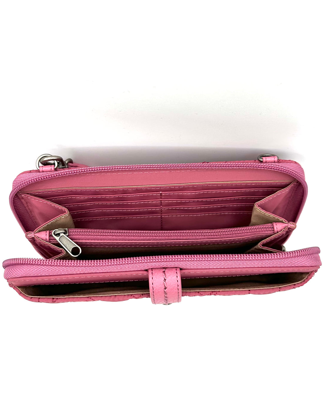 Raspberry Pink Floral Quilted Wristlet/Crossbody Bag