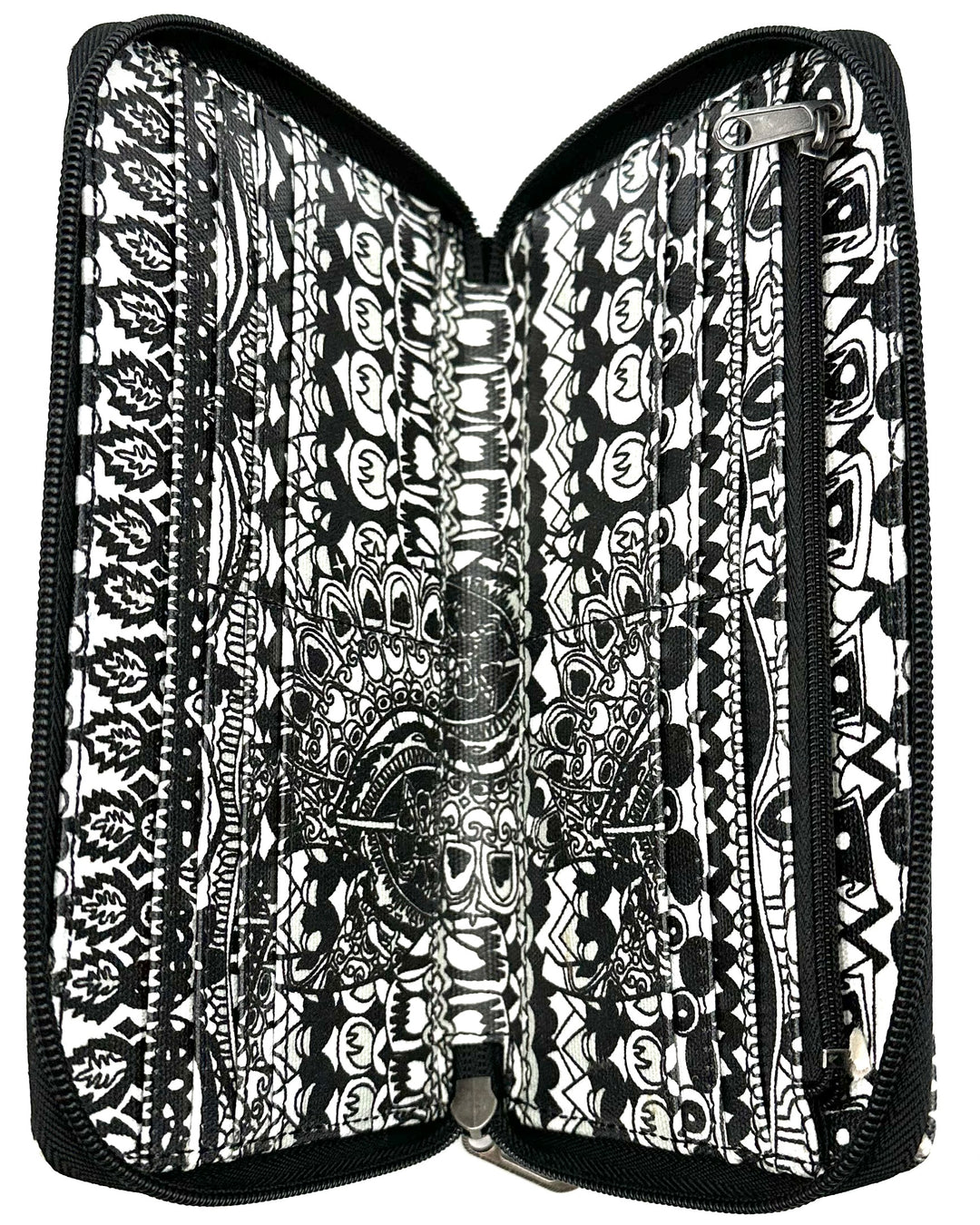 Black Monochrome Abstract Zipper Card Wallet