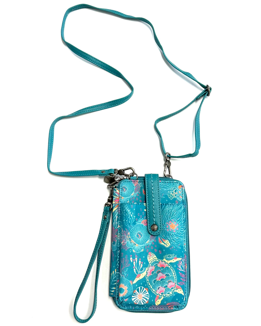 Teal Ocean Motif Wallet/Wristlet/Crossbody Bag
