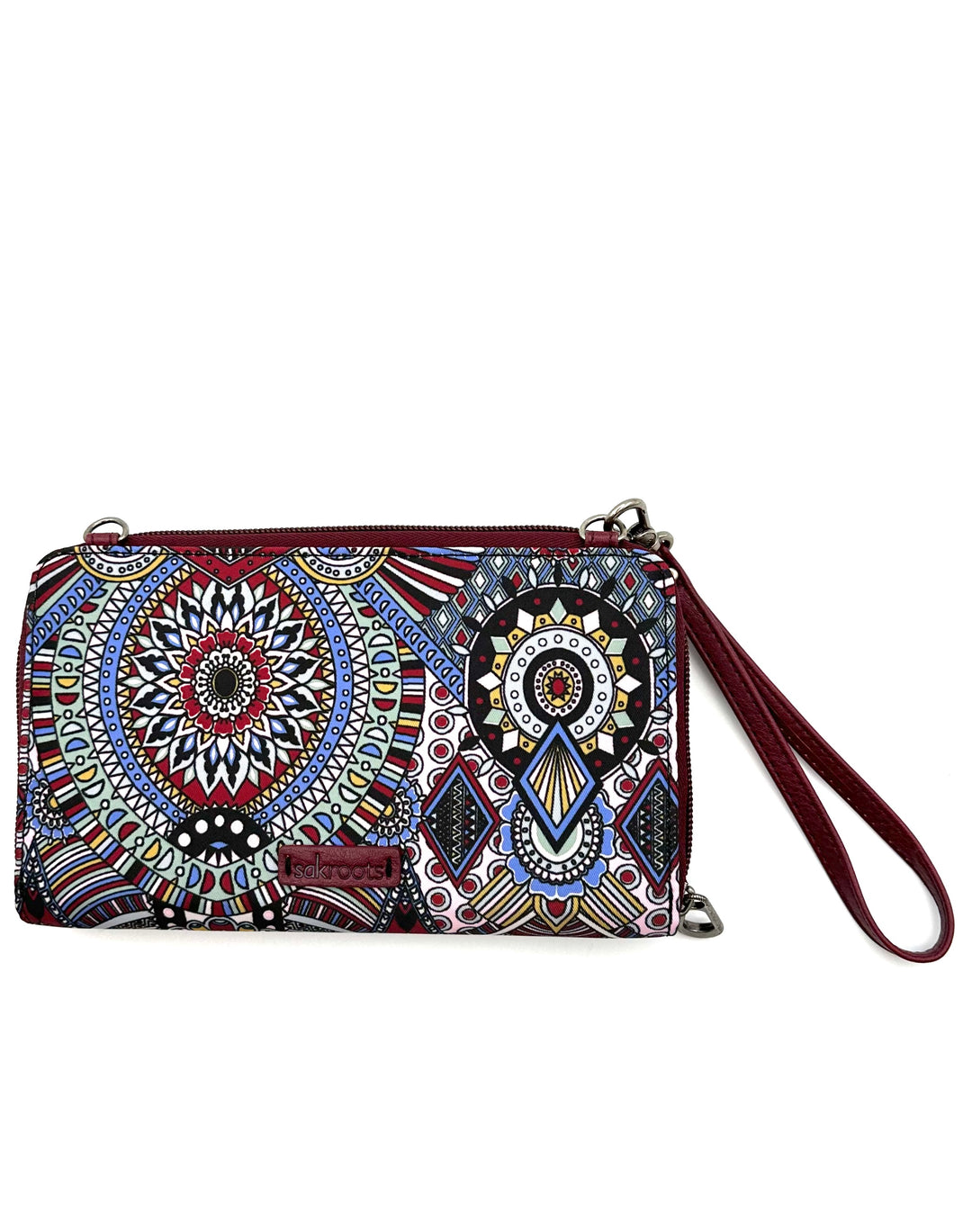 Burgundy Multicolor Wristlet Clutch Bag