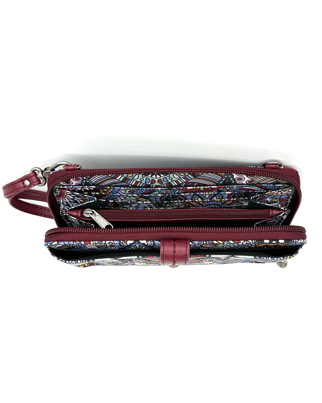 Burgundy Multicolor Wristlet Clutch Bag