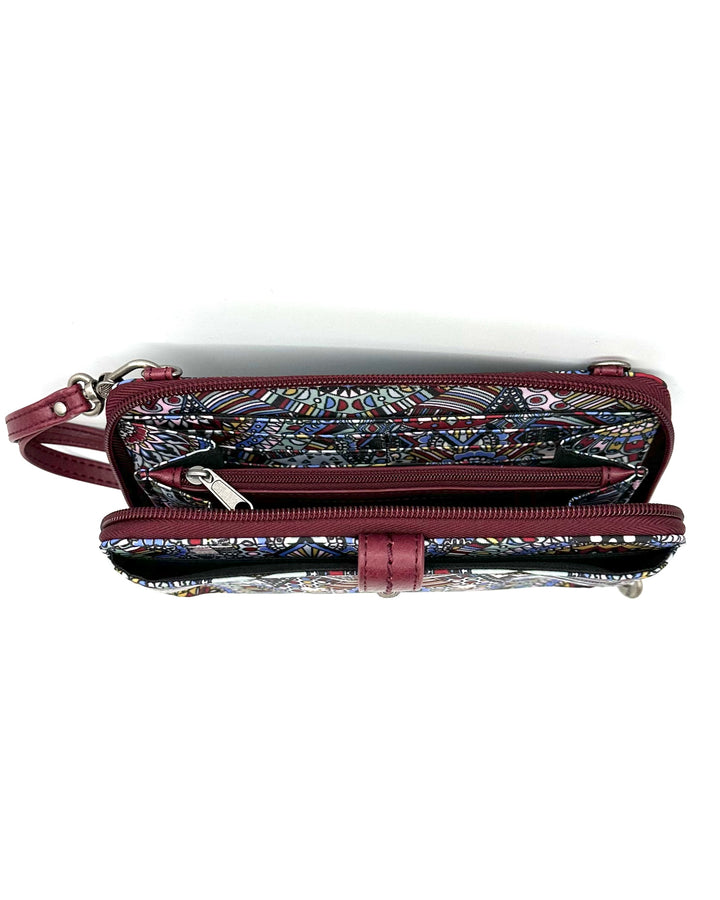 Burgundy Multicolor Wristlet Clutch Bag