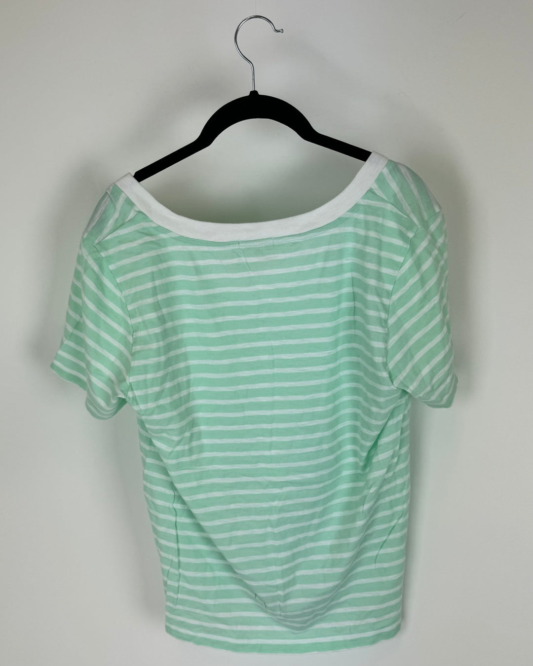 White And Mint Green  Short Sleeve Top - Size 4-6