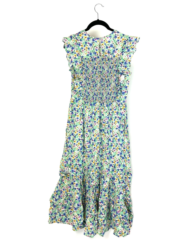 Green Floral Sleeveless Dress - Size 4