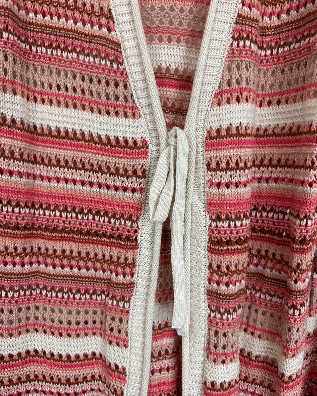 Long Coral Striped Sweater - Size 4/6