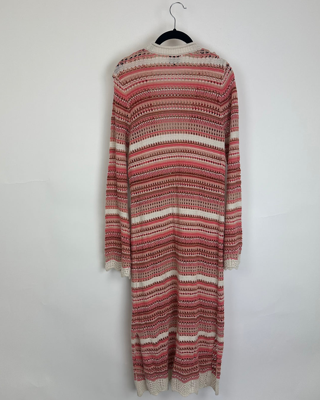 Long Coral Striped Sweater - Size 4/6