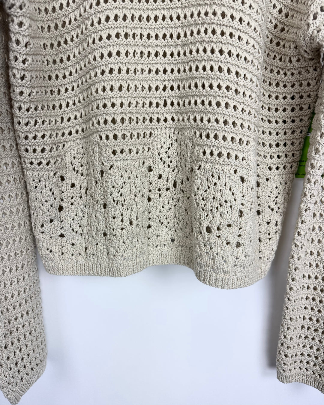 Brown Crochet V-Neck Collared Sweater - Size 4/6