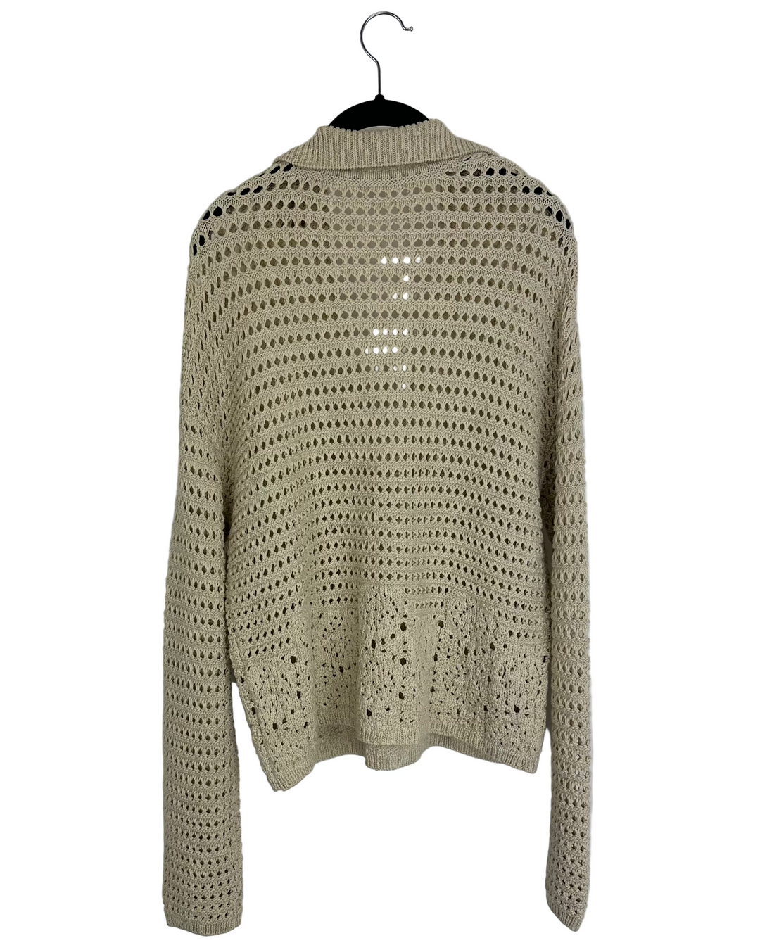Brown Crochet V-Neck Collared Sweater - Size 4/6