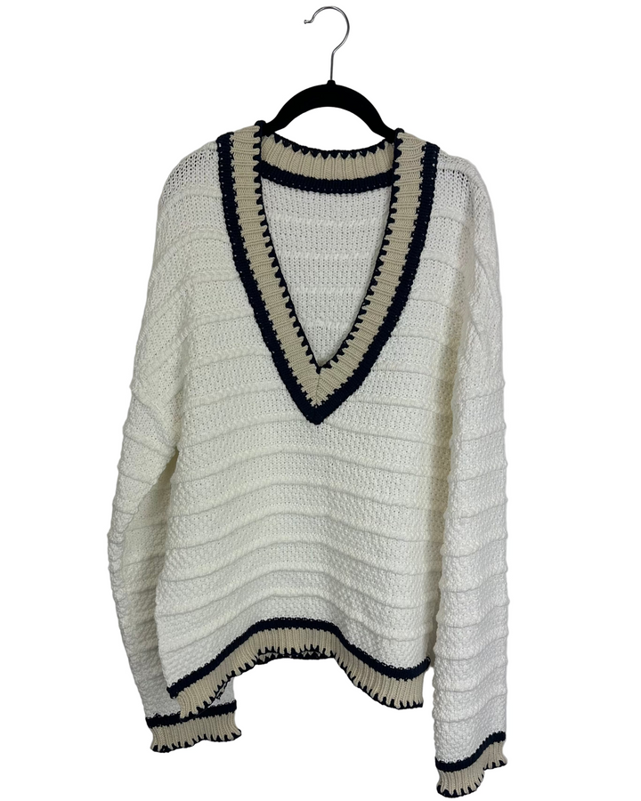 V-Neck Ribbed Knit Sweater - Size 6/8