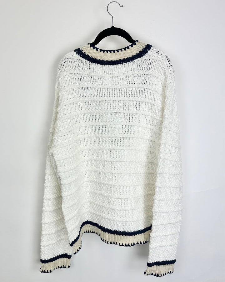 V-Neck Ribbed Knit Sweater - Size 6/8
