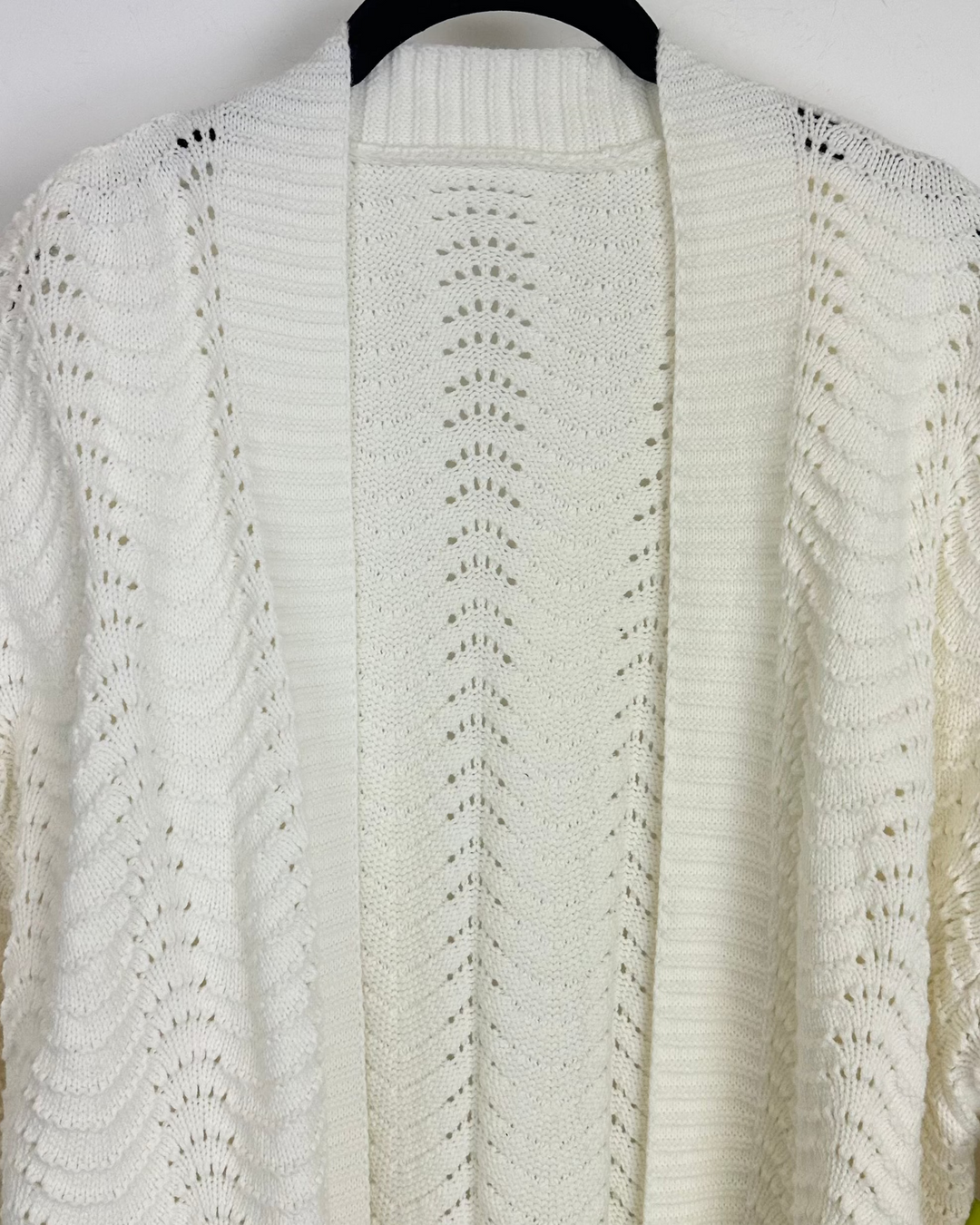 Ivory Open Knit Long Cardigan - Size 4/6