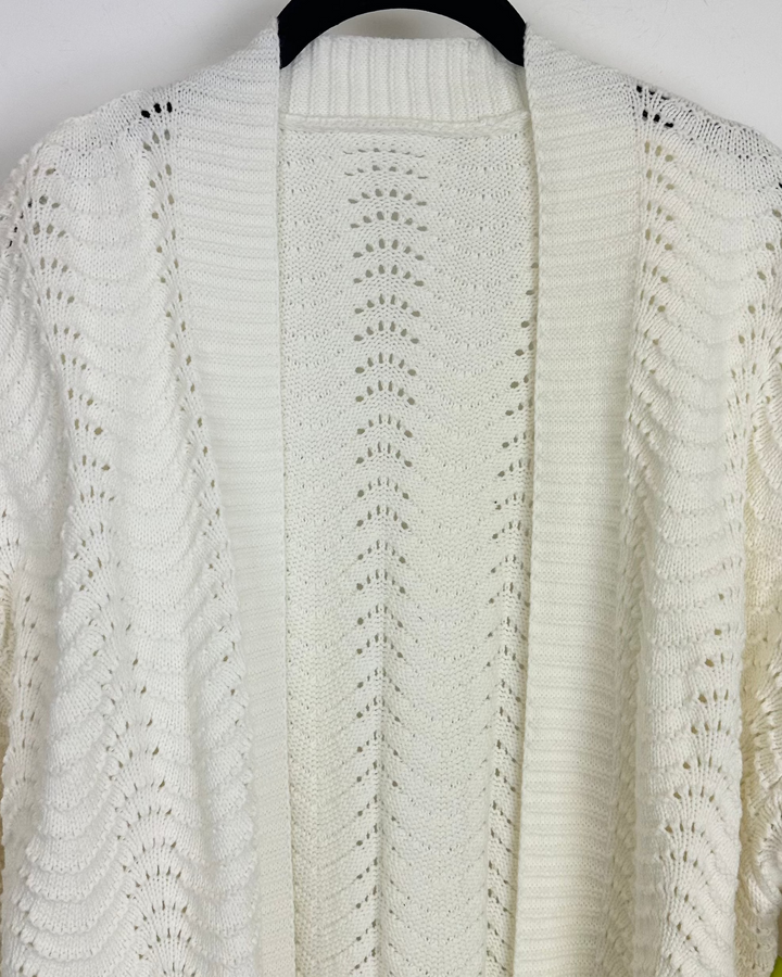 Ivory Open Knit Long Cardigan - Size 4/6