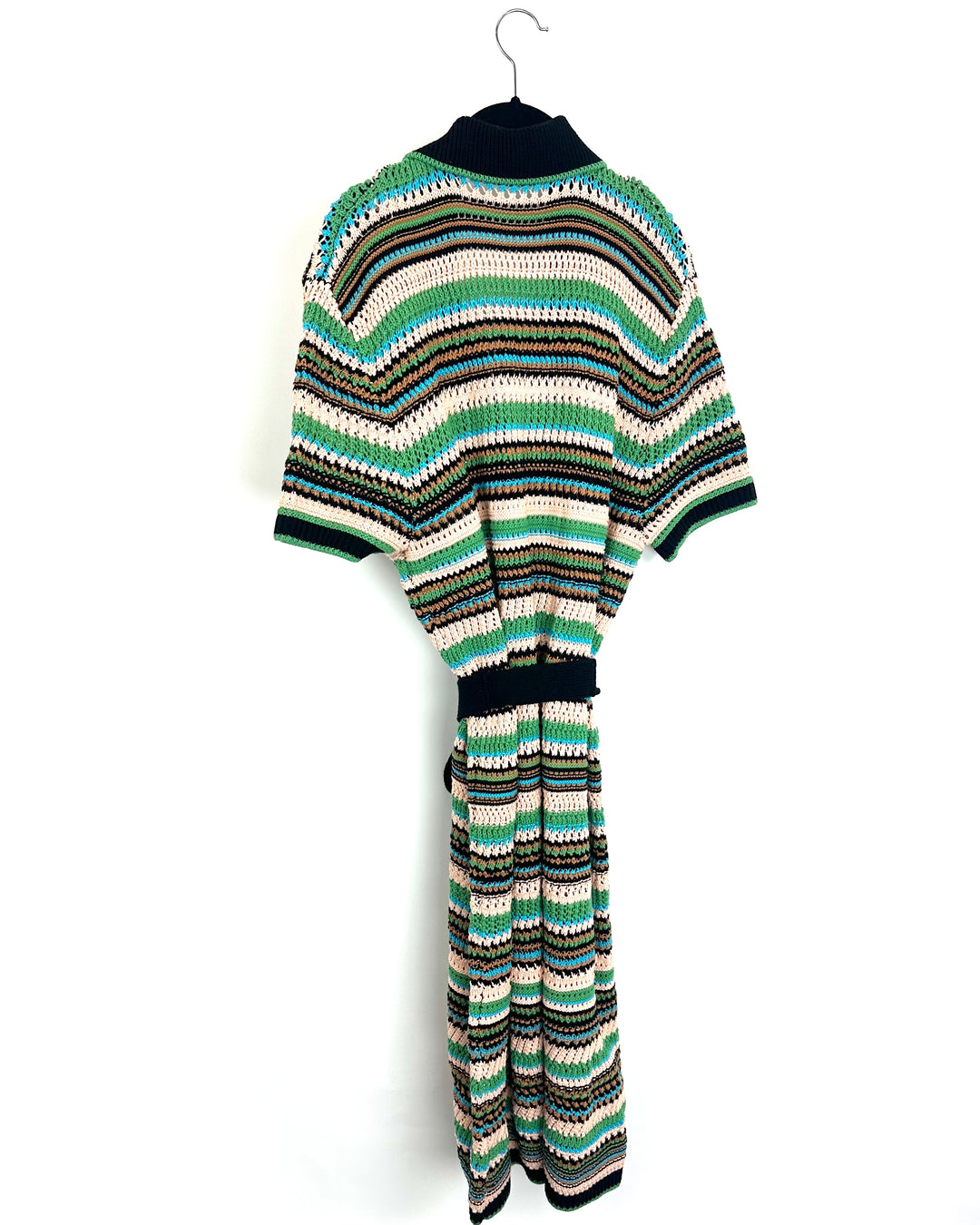 Striped Knit Belted Cardigan- 4/6