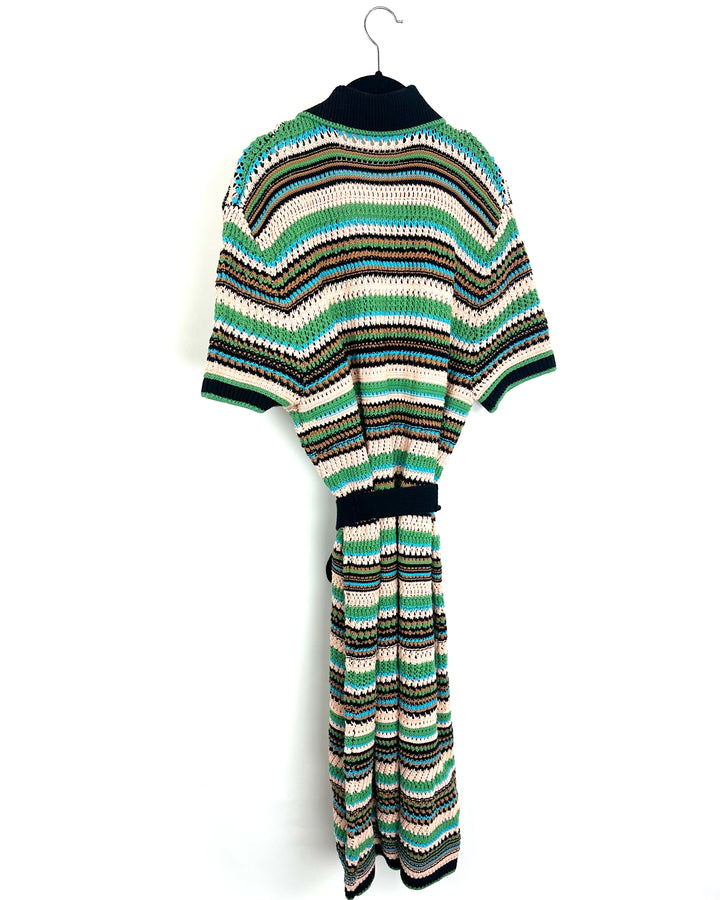 Striped Knit Belted Cardigan- 4/6