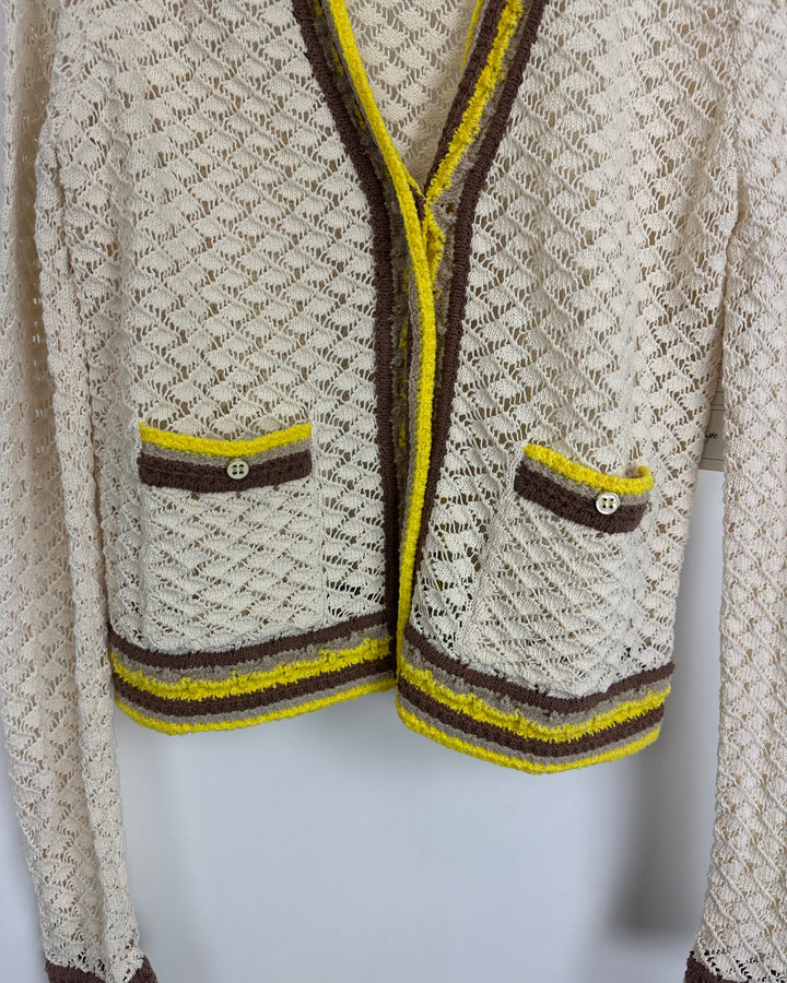 Cream Open Knit Cardigan- 6/8