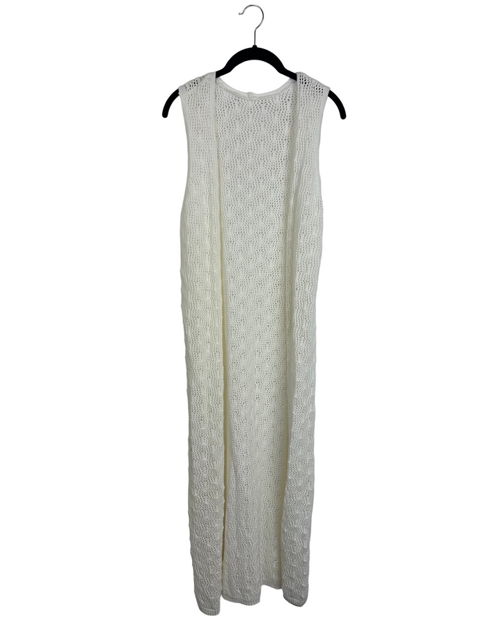 White Knit Sleeveless Robe - Size 6/8
