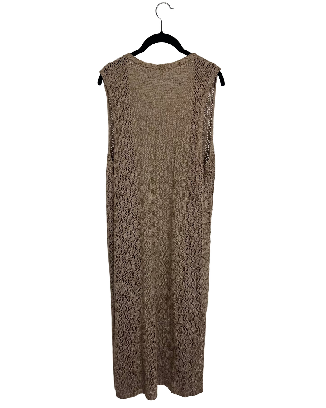 Long Sleeveless Brown Cardigan - Size 4/6