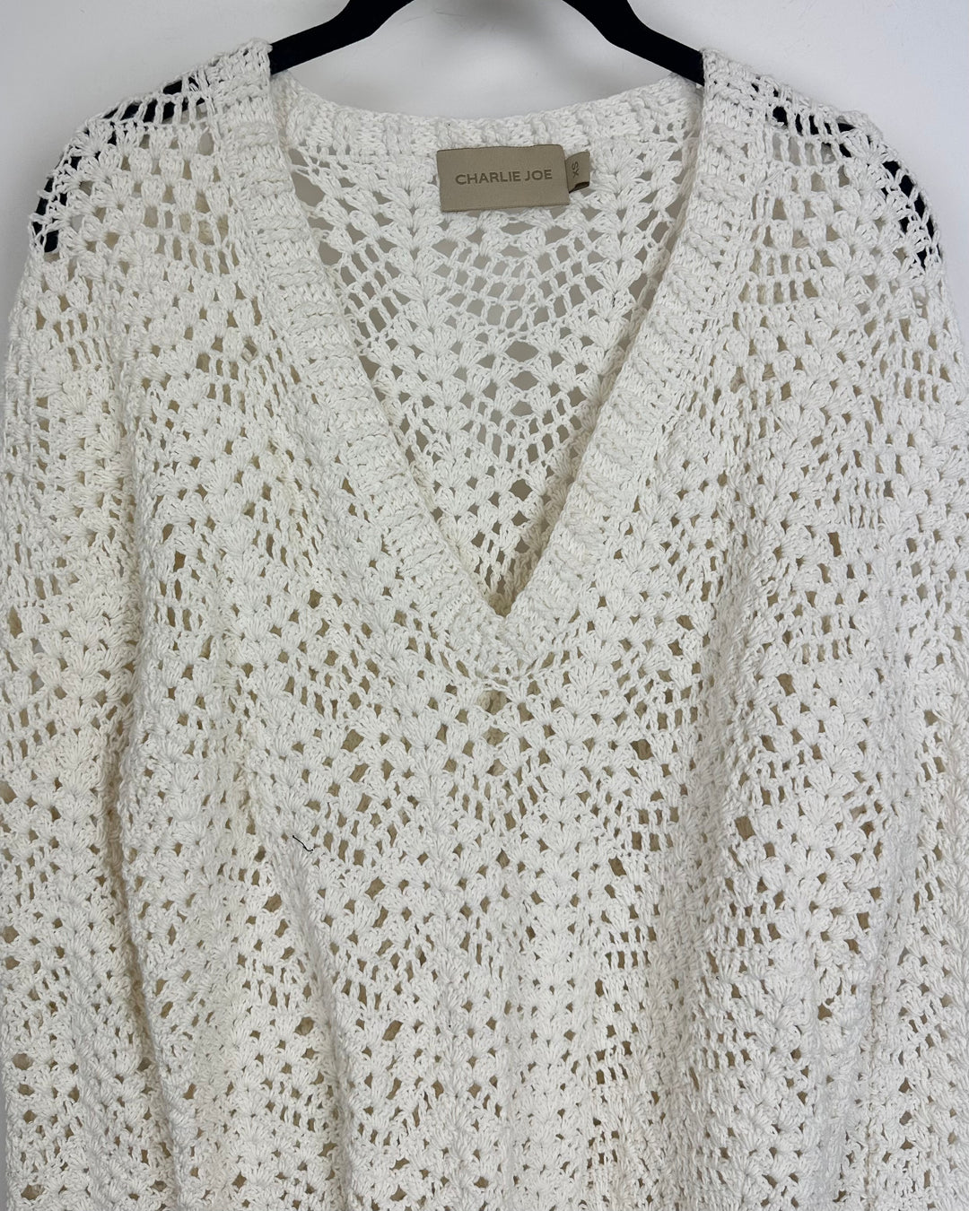 Crochet V-Neck Sweater- Size 2