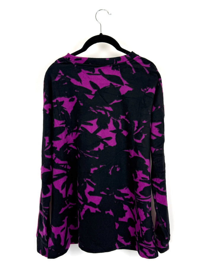Black and Purple Fleece Top - Size 6/8 and 10/12