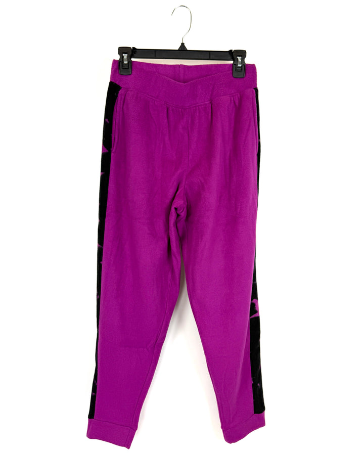 Purple and Black Fleece Joggers - Size 4/6 and 10/12